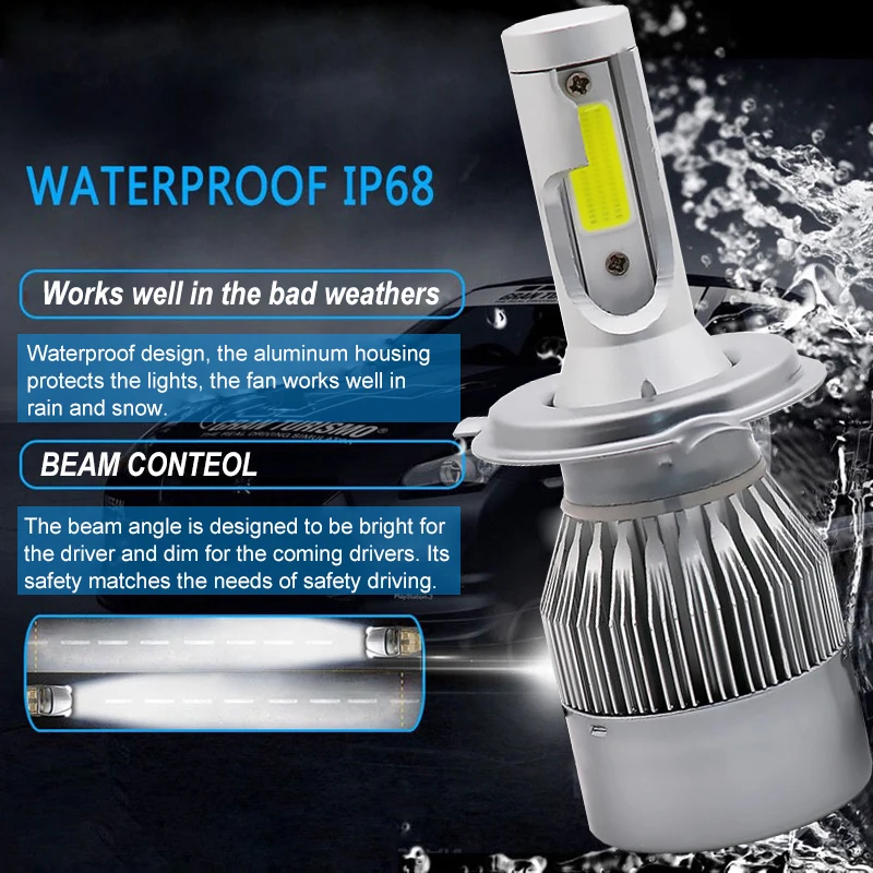 NINGLE C6 LED Headlight 36W 3600lm H1 H3 H4 H7 H11 H13 9005 9006 C6 LED Headlight for Car
