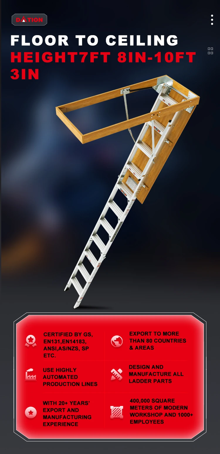 Aluminum Alloy Telescopic Folding Ladder Spacesaving Attic Ladder