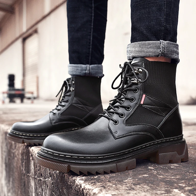Men Shoes Martin Shoes Autumn And Winter High Top Men's Fashion Trendy New Boots Casual Leather Business Boots
