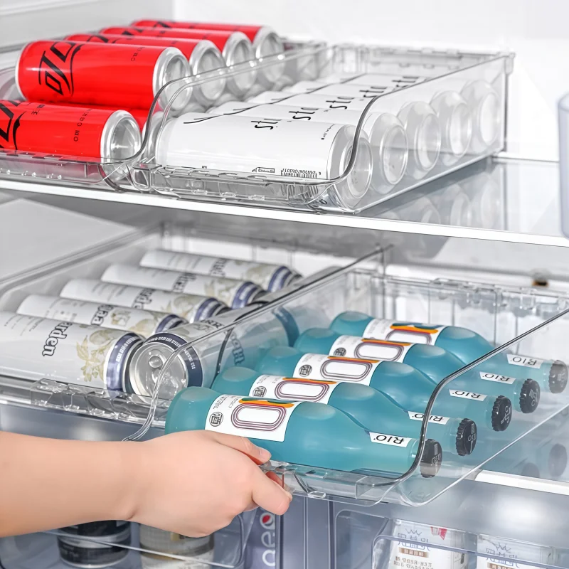 Expandable Refrigerator Food Storage Box StackableTransparent Plastic Organizer with Adjustable Width for Home Organization