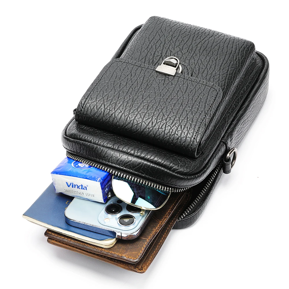 Cross Body Men's Cell Phone Pouch MARRANT Men's Leather Phone