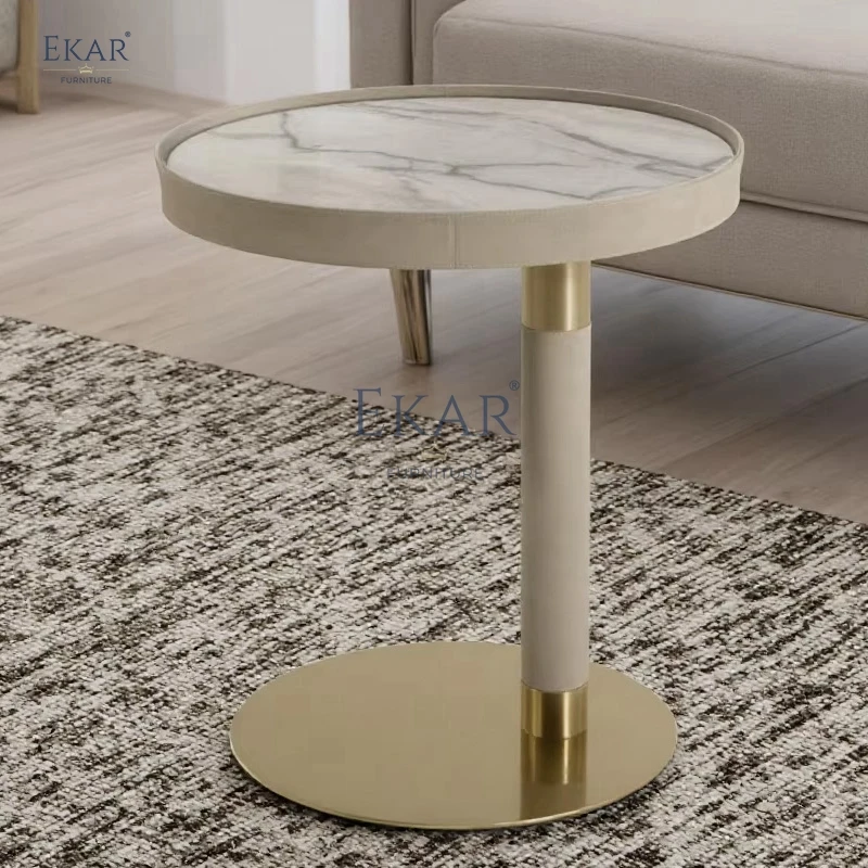 product modern round living room furniture coffee table and metal frame home end table-59