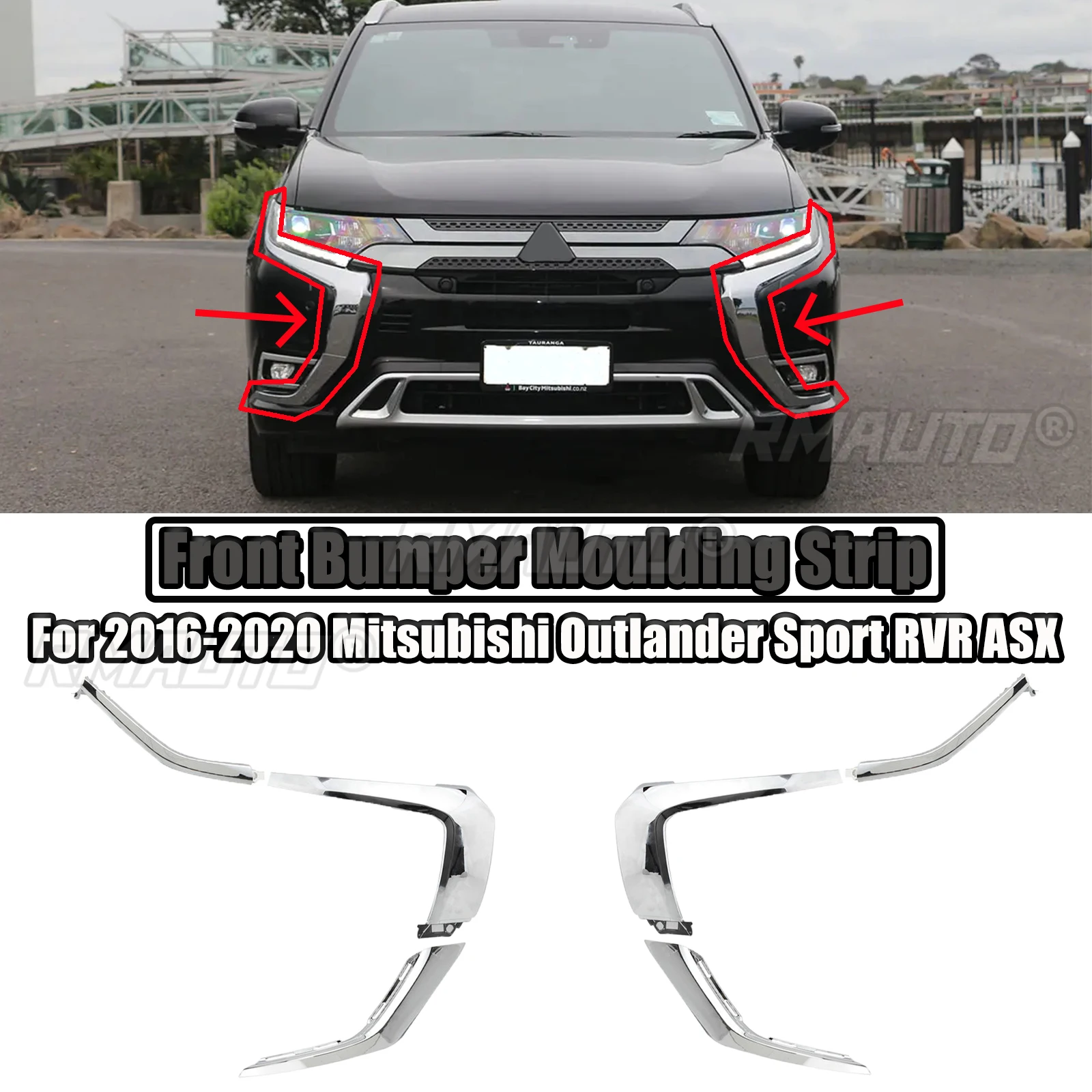 Autofrontspoilers voor Mitsubishi Outlander 2016 2017 2018 2019 2020, Voorspoilers ABS Lip Chin Splitter Bumper Bescherming Modificatie Body Accessoires