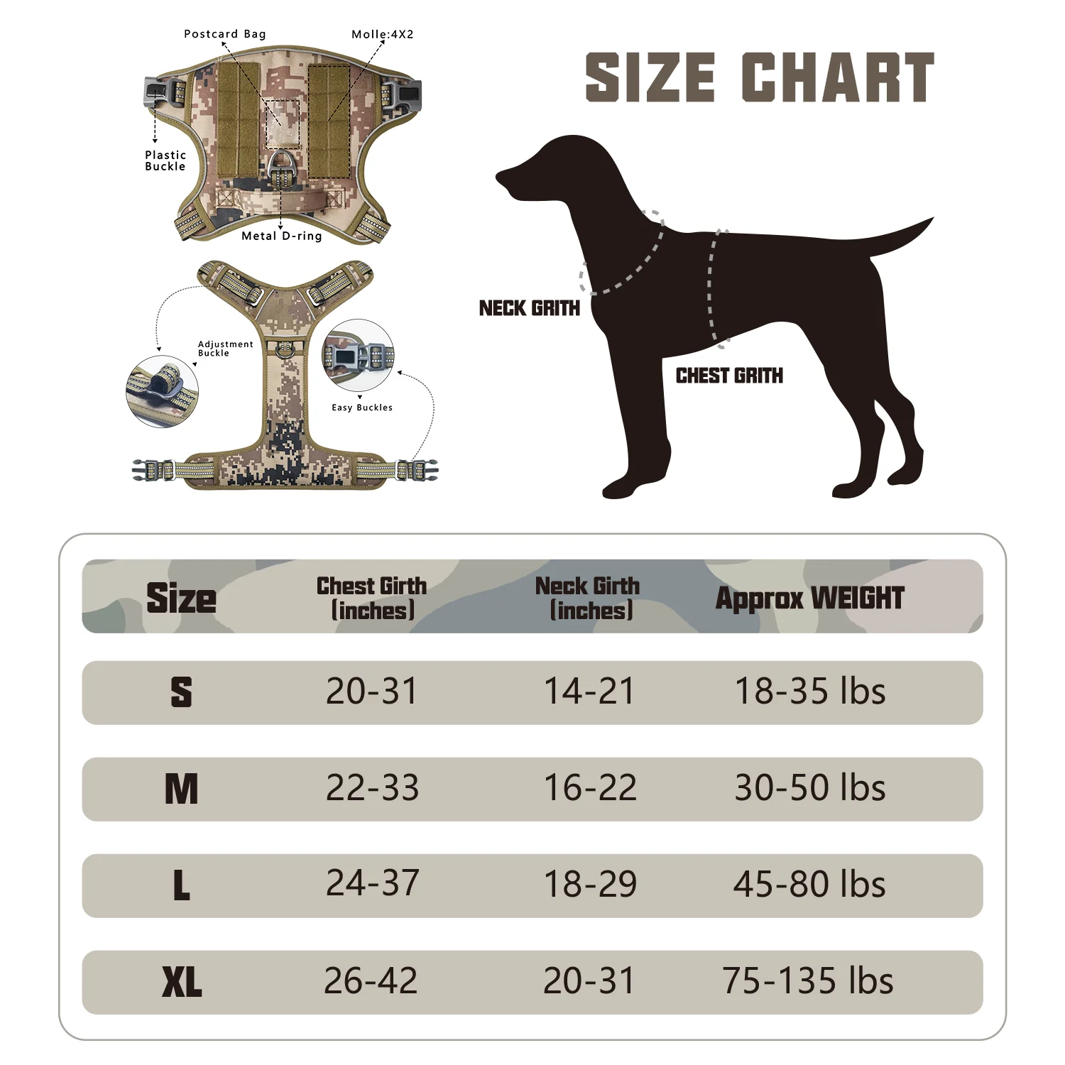 Oem Manufacturer Tactical Dog Harness Vest Custom Logo Reflective ...