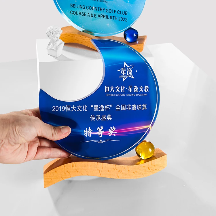 product wholesale customization personalized wooden award trophy sports crystal trophy-33