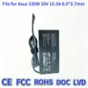 330W Sharp Corner Black 20V 16.5A 6.0*3.7mm