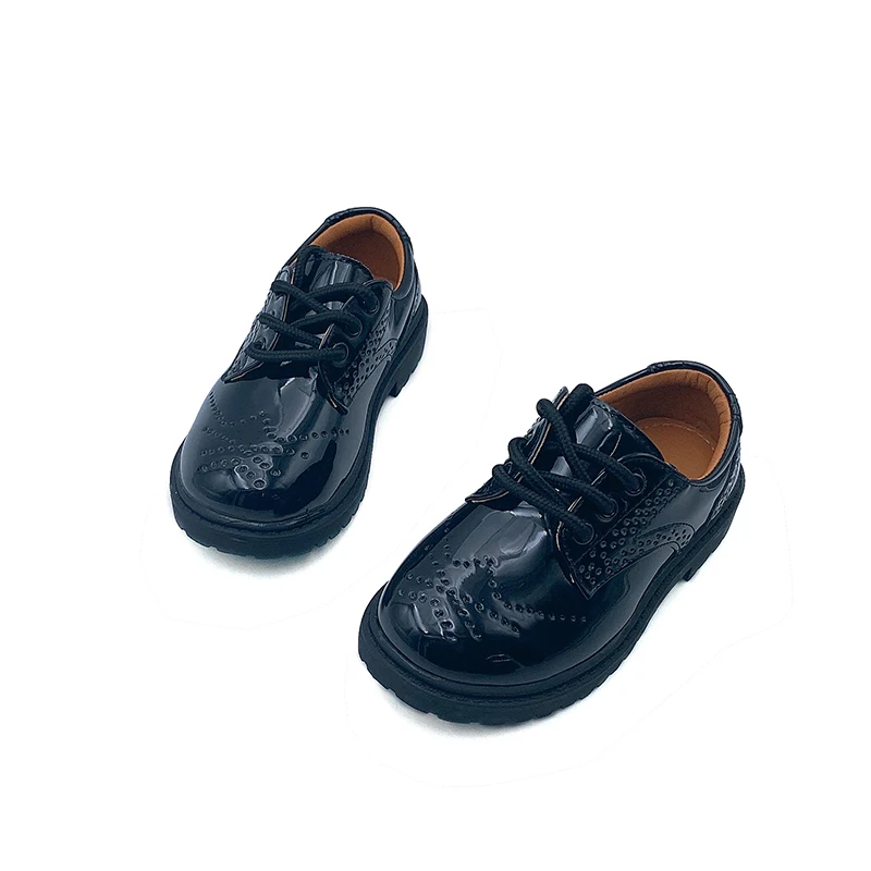 British School Uniform Dress Shoes for Boys and Girls Wholesale Custom  Leather Kids Shoes Soft Black Student Shoes for Children - Main Image