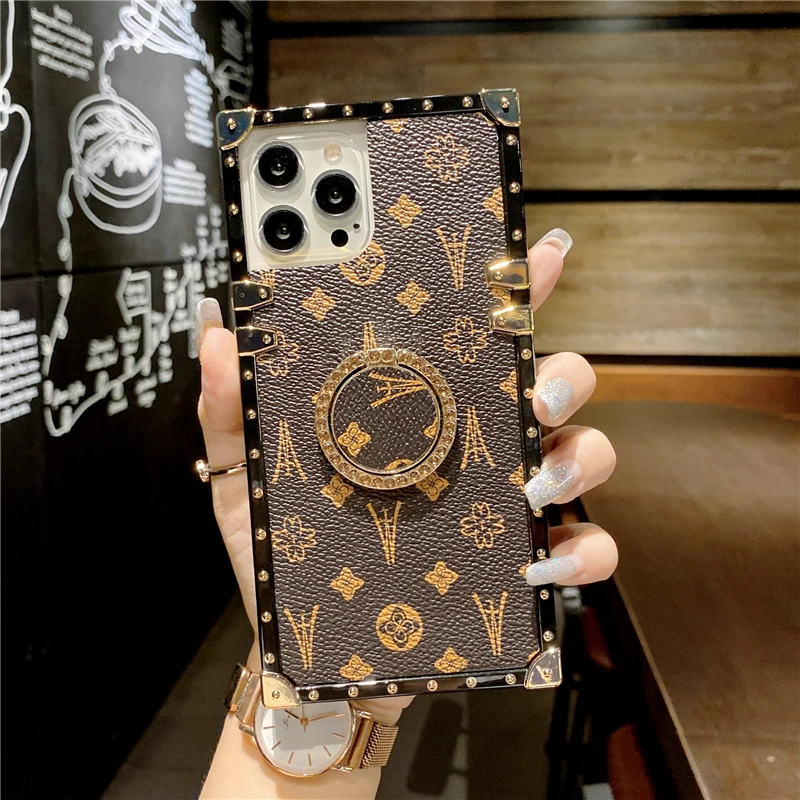 Wholesale Fashion Square PU Leather Phone Case for iPhone 11 12 13 Pro Max  12 Mini Xs X 7 8 SE 2020 Luxury Cover From m.