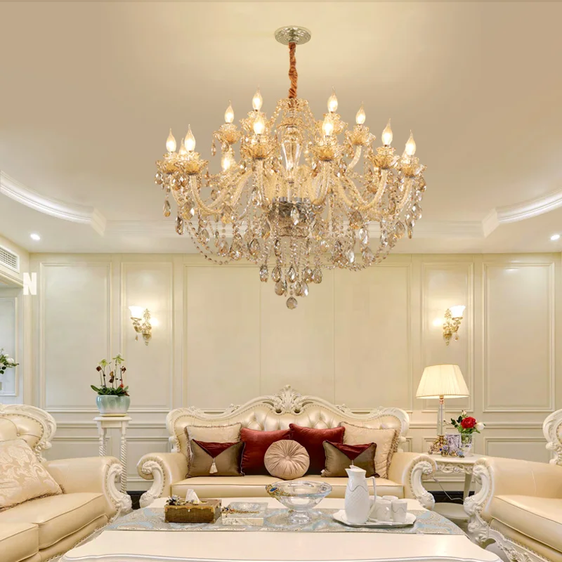 JYLIGHTING Creative elegant texture European classic retro romantic cognac living room dining room candle glass crystal chandelier