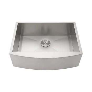 27 Inch Stainless Steel Farmhouse Sink 16 Gauge Single Bowl Kitchen Basin with Round Corner Without Faucet