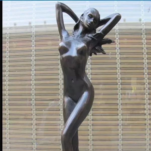High Quality Luxury Modern Art Custom Casting Life Size Bronze Brass Naked Lady Standing Girl Nude Sexy Woman Statue Wedding