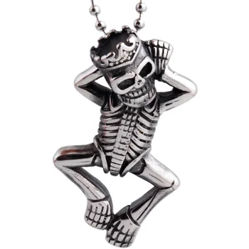 High Quality New Fashion Punk Necklace Men Jewelry Stainless Steel Skull Pendant for Men Boys Biker Rider Goth Gift