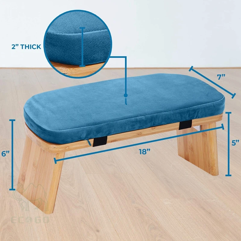 Banc De Méditation Pliable En Bambou Avec Coussin - Sac De Rangement Inclus - Pour Yoga, Prière, Relaxation