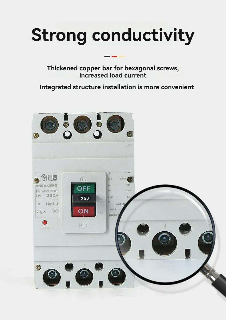 Industrial 630A Moulded Case Circuit Breaker 3P MCCB with Motor Overload and Short Circuit Protection
