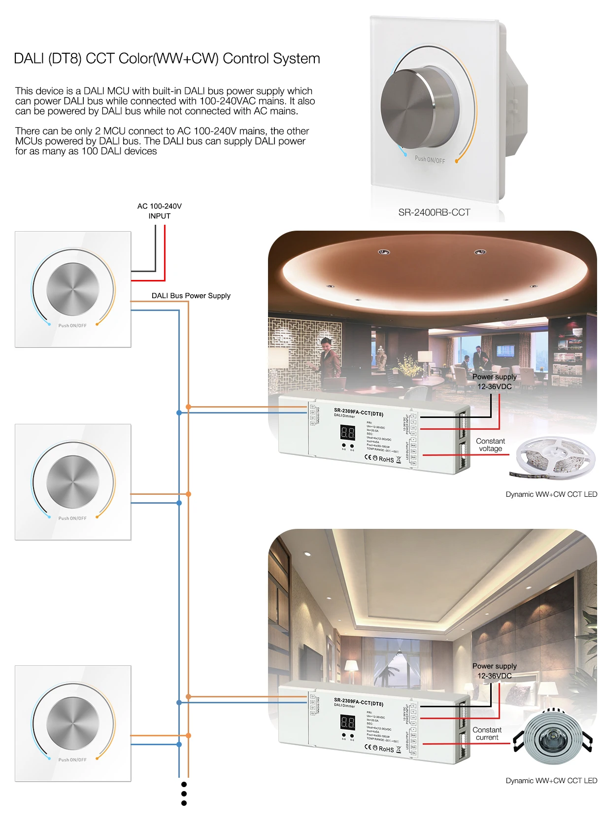 DALI MCU Digital Rotary CCT Controller with Built-in DALI Bus Power ...