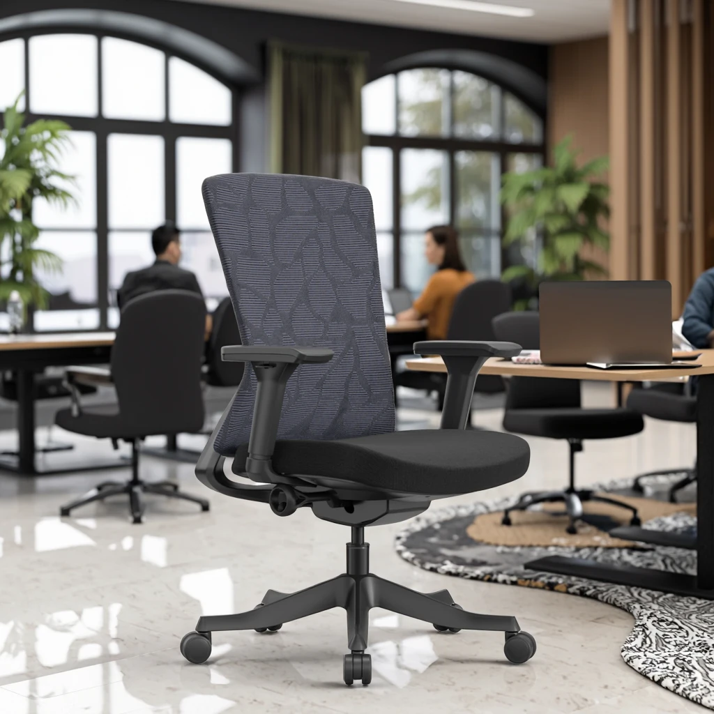 Modern Luxurious Office Chair Chrome Accent Lumbar Adjustable 3D Armrest Professional Seating Solution 3