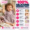 Floral Dress Raised Hand Smiling Girl Doll