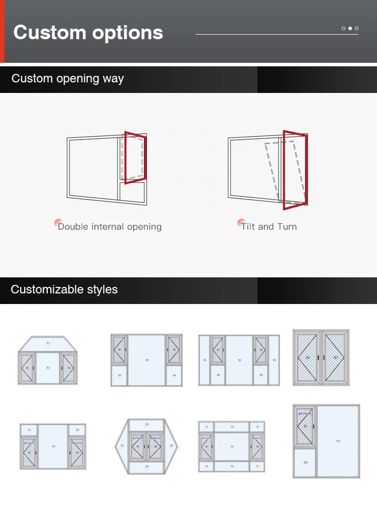 As2047 Commercial Thermal Break Aluminum Double Glazed Windows