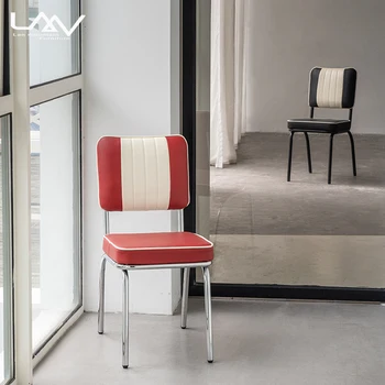 Commercial American Style Metal Dining Chair with PU Leather Seat