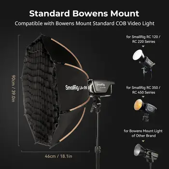 SmallRig 35"/ 90cm Softbox LA-O90 Quick Release Octagon Soft Box Softbox for Bowens Mount - 4633 detail image