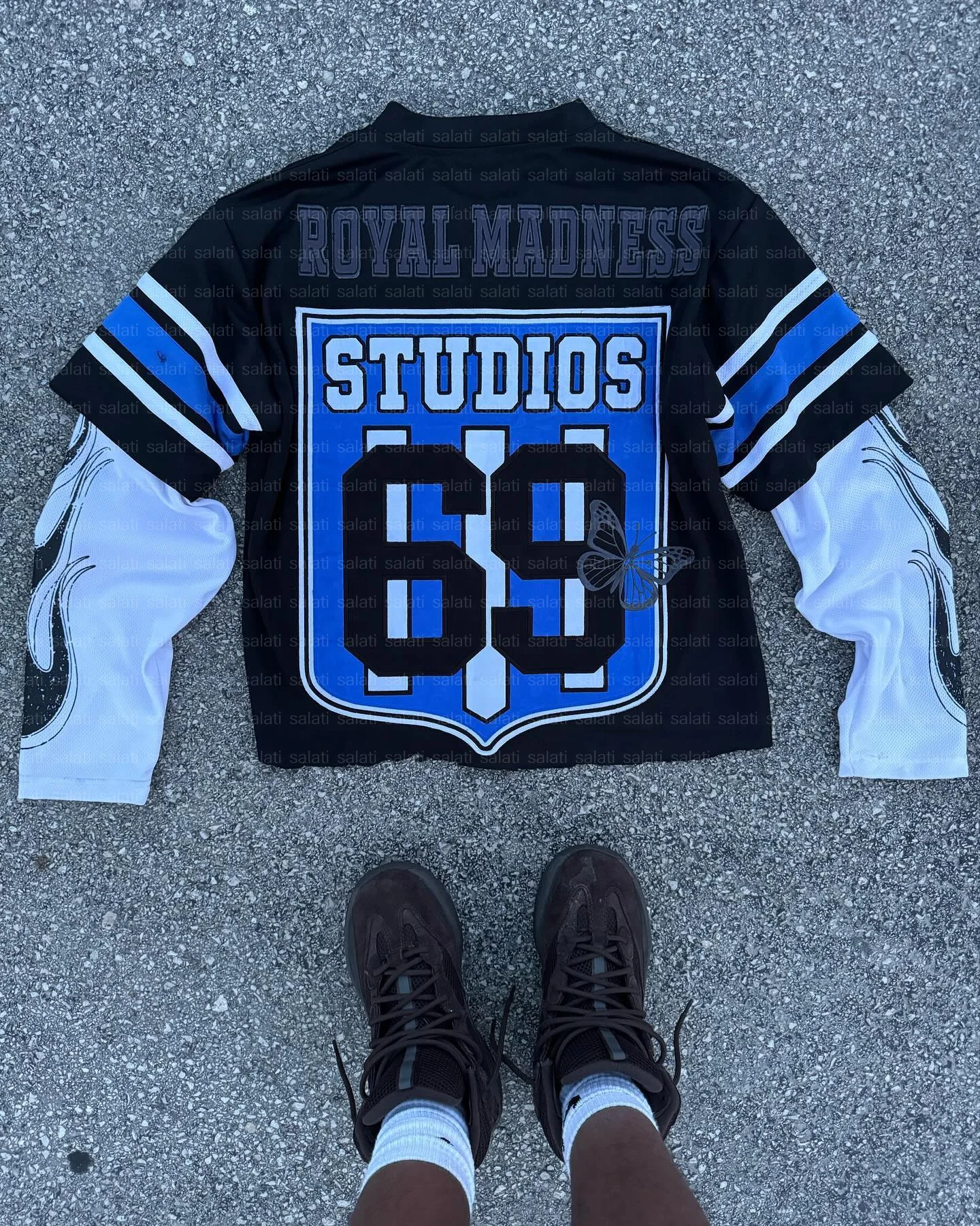 Customized 250 GSM V Neck Print Embroidery Double Layer Long Sleeve Tee T Shirt Retro Baseball Football Jersey T-shirts for Men gallery 4