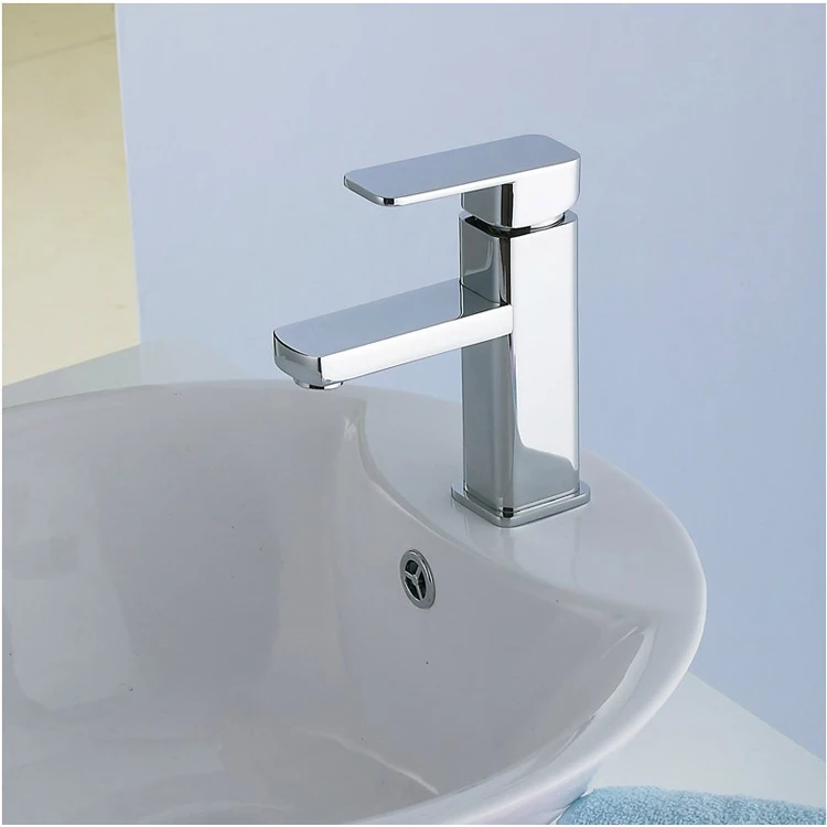 Cheap Classic Square Zinc Alloy Hot And Cold Chrome Basin Mixer For