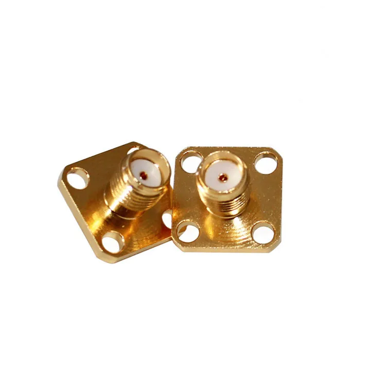 product coaxial connector sma kf gold plated flange connector female 4 hole sma connector-1