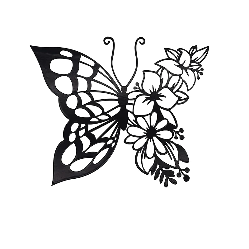 Decoration Art Wall Black Butterfly Metal Hanging Appearance Wall Decor for Home