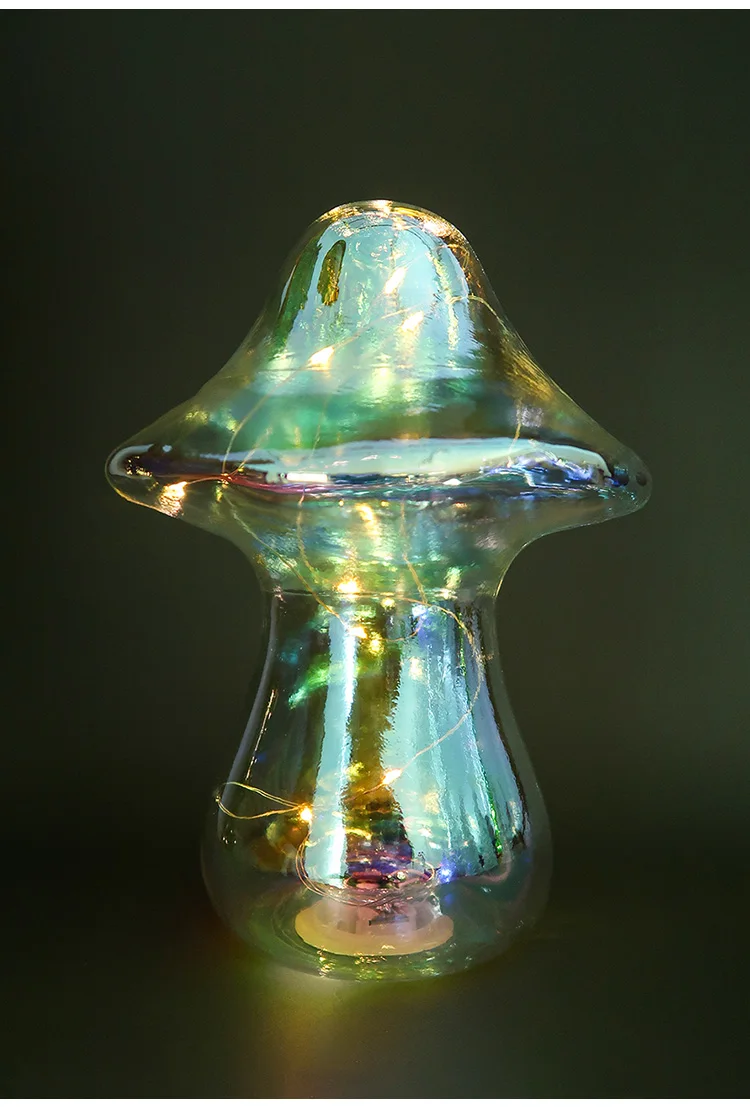 Battery powered led light up hand made blown glass Easter mushroom decoration for sale details