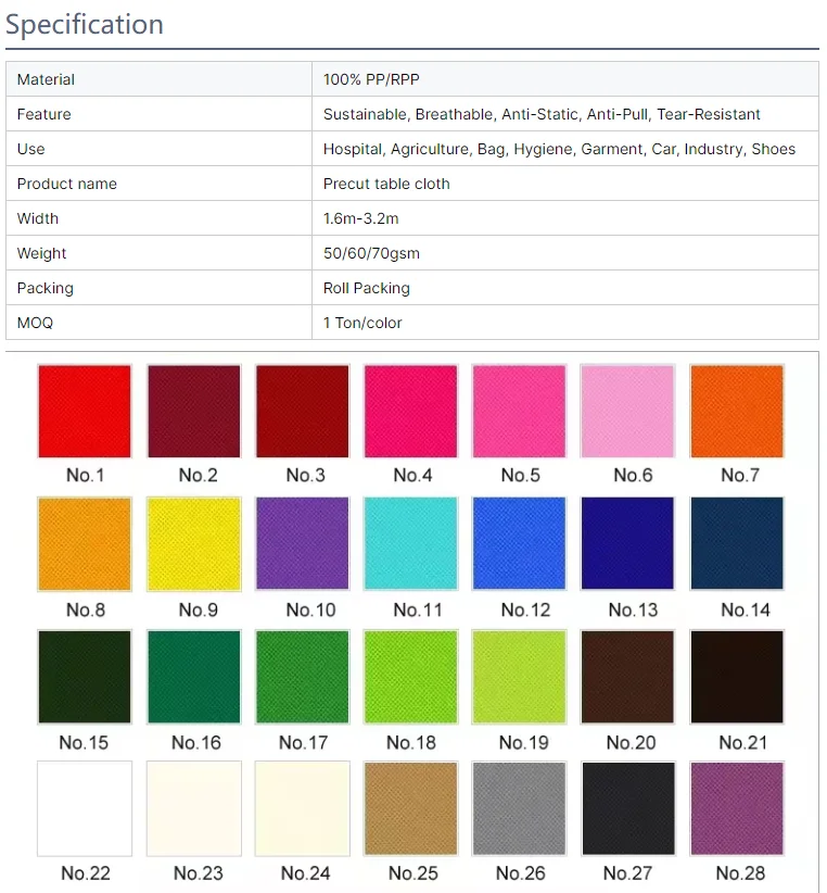 Henghua Pre-cut Roll PP Spunbond Non Woven Disposable Bed Cover Breathable Waterproof Anti-UV Restaurant Table Cloth Perforated