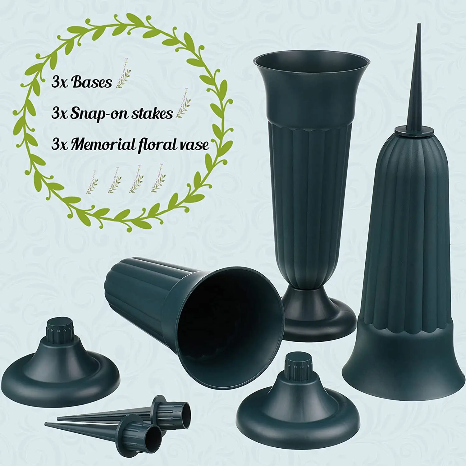 Plastic Cemetery Vase For Headstones With Spike Graveside Memorial