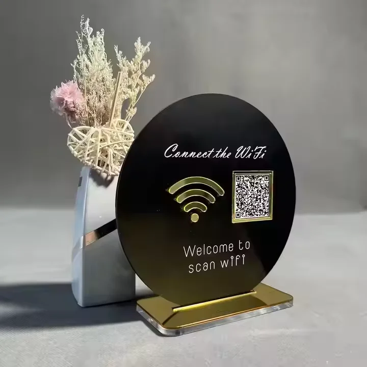 Custom Acrylic QR Code Signs, Touch Free Tabletop Acrylic QR Code Sign Board, QR Code Acrylic Display Sign Boards