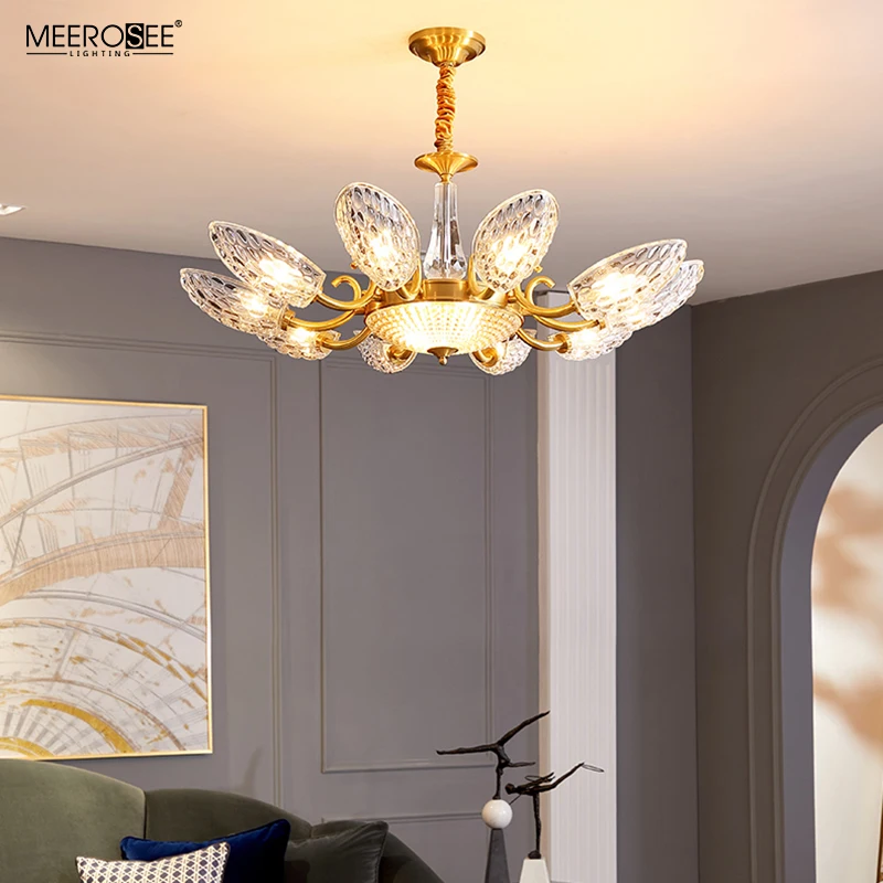 Meerosee Semicircle Transparent Glass Lampshade Chandelier Lamp Lamparas Decorativas Lighting Home Decor Lamp Modern MD86817