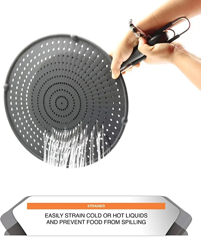 Multi-Use Heat Resistant Food Safe Frying Pan Hot Cooking Splash Grease Guard Drain Board Silicone Oil Splatter Screen