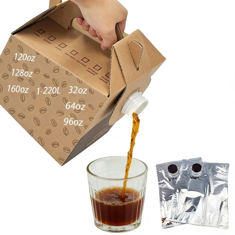 Coffee Bag in Box Spout Pouch 3L 5L 96oz Cold Brew Coffee Liquid