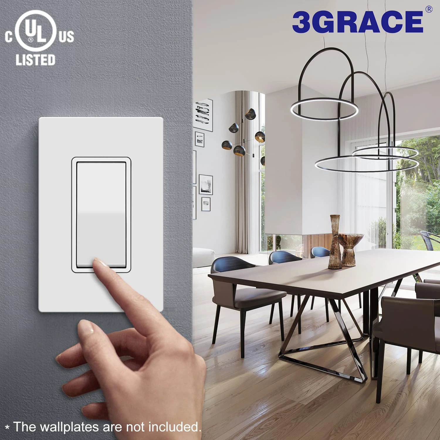UL Listed 120/277 Volt 3 Way Rocker Switch Light Switch Electrical Wall Switch Sockets