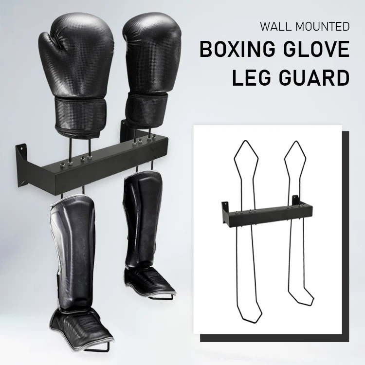 JH-Mech Boxing Glove and Shin Pads Stand Dryer with Wall Mount Glove  Display Stand Carbon Steel Boxing Glove Rack