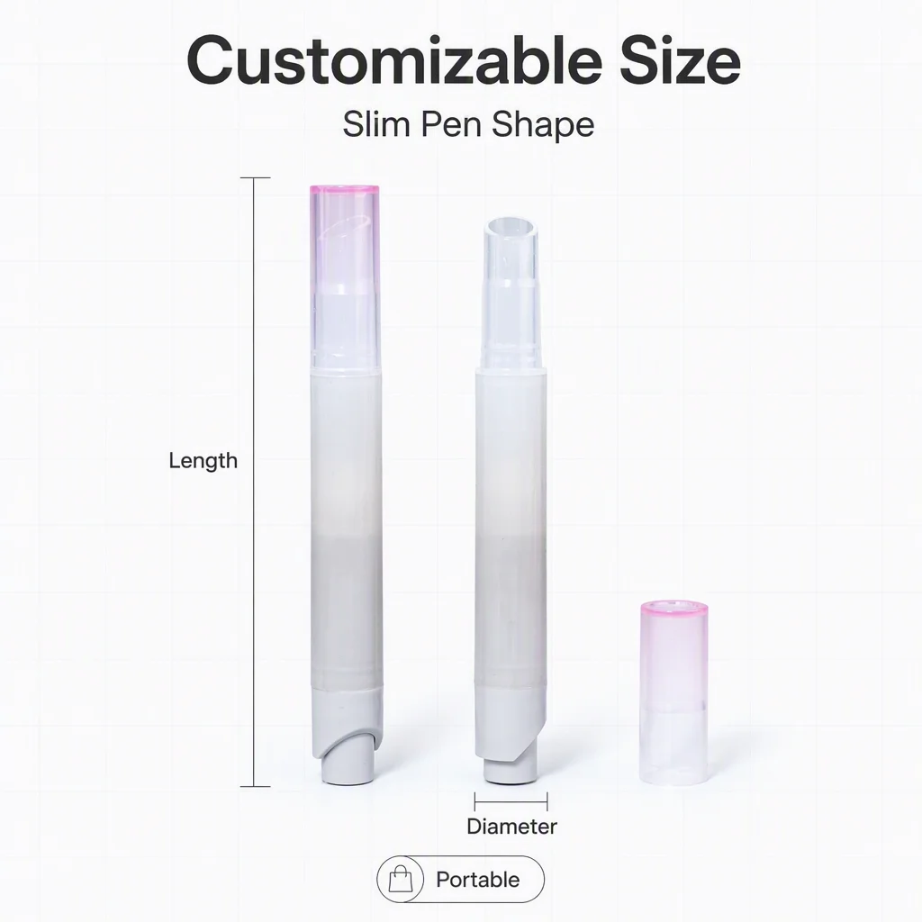 Product Dimensions - Custom PP Lip Gloss Tube