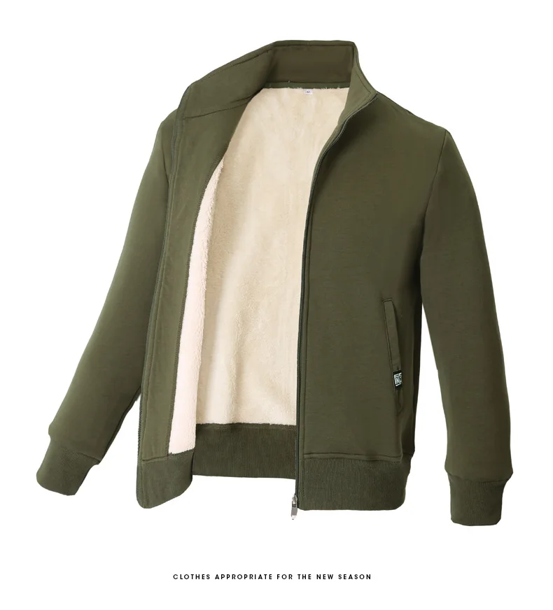 High Quality Winter Jacket Custom Embroidery Logo Outwear Men Jacket Warm Stand Collar Plus Size Men Fleece Coat Jacket