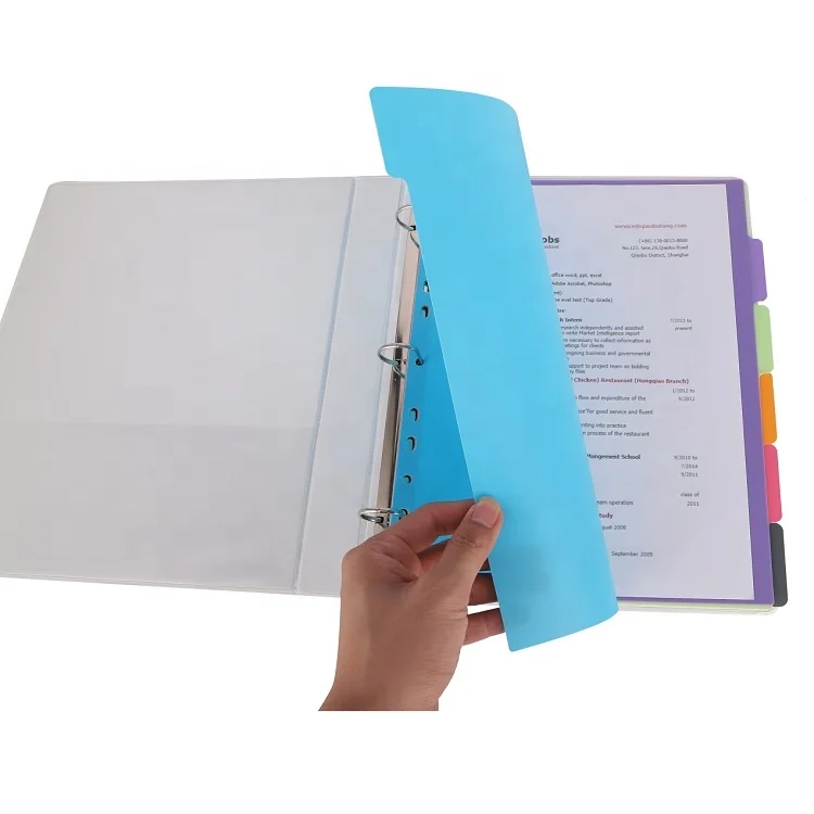 AFFISURE Assorted Color A4 Extra Wide 6 Part Plastic File Dividers with Blank Multicolor Tabs for Ring Binder