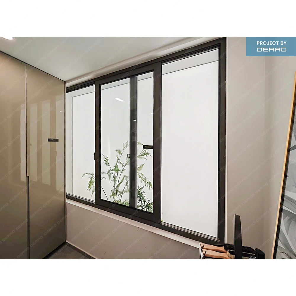 Apartment Sliding Windows Residential Double Glass Aluminum Profile Sliding Window with Double Glazing