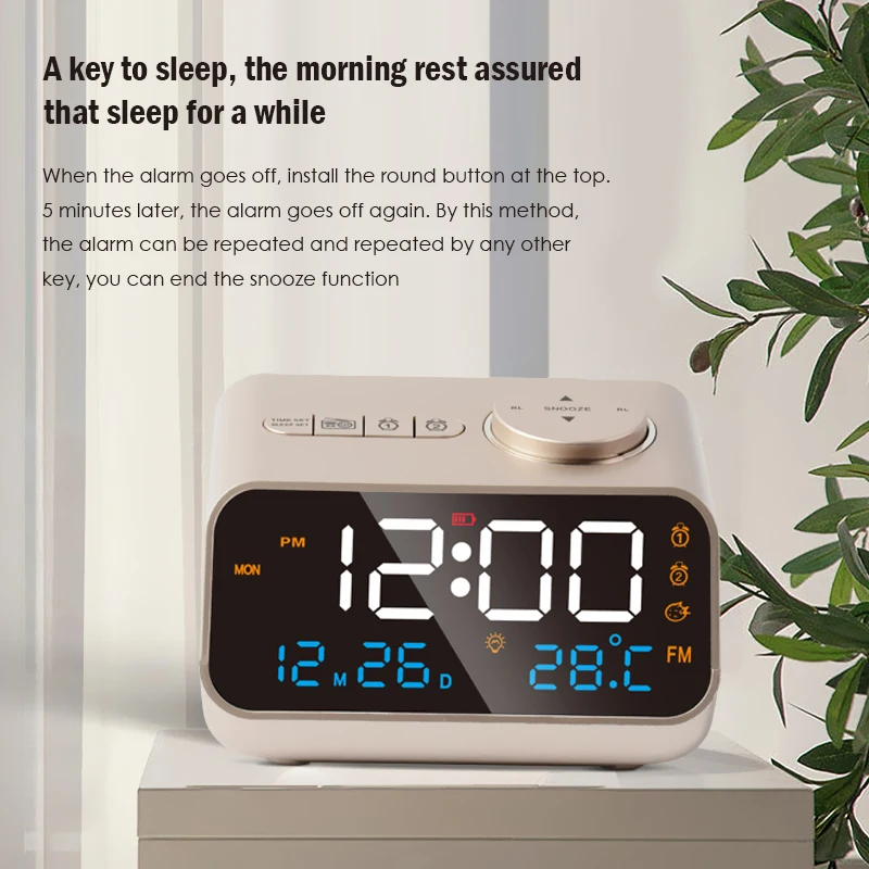 OEM Custom Digital White Noise Sleep Trainer FM Radio Rechargeable LED Display Adjustable Light Kids Elder Factory Alarm Clock
