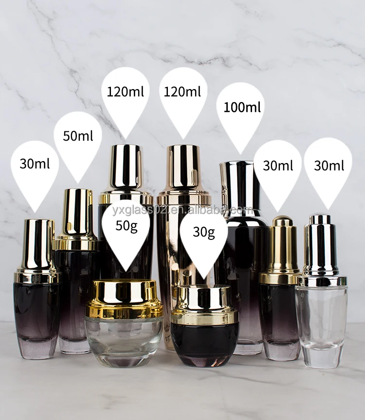 oil dropper bottle flask with gold dropper matte black cosmetic bottle packaging skincare packaging full set luxury manufacture