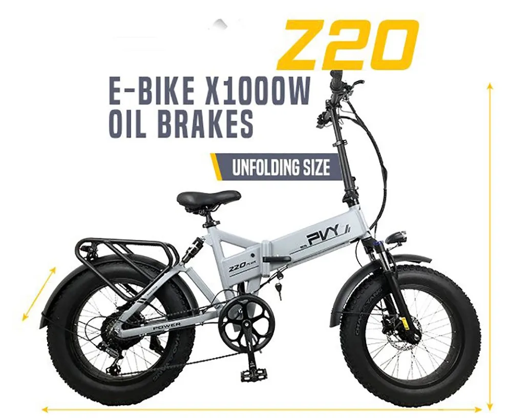 PVY Z20 Plus Folding E-Bike - 1000W Motor, 20*4.0in Tires