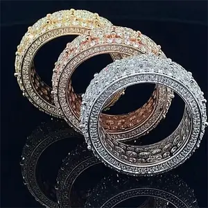 Manufactory Wholesale Fashion Custom Jewelry Iced Out Bling Diamond Vvs Moissanite Ring for Women Mens