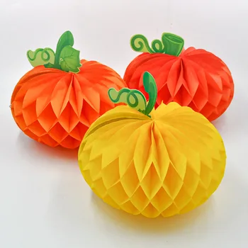 E306 Color Pumpkin Honeycomb Ball Creative Honeycomb Decoration Pendant Kindergarten Party Pendant
