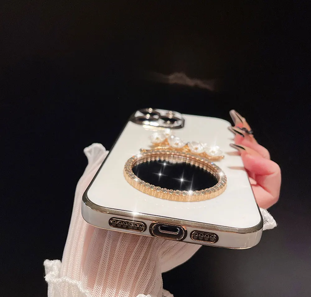 Diamond Cover Flower Miroir Phone Case  For Iphone X 7 8 10 11 12 13 14 15 Max Pro Plus Sjk179 Laudtec factory
