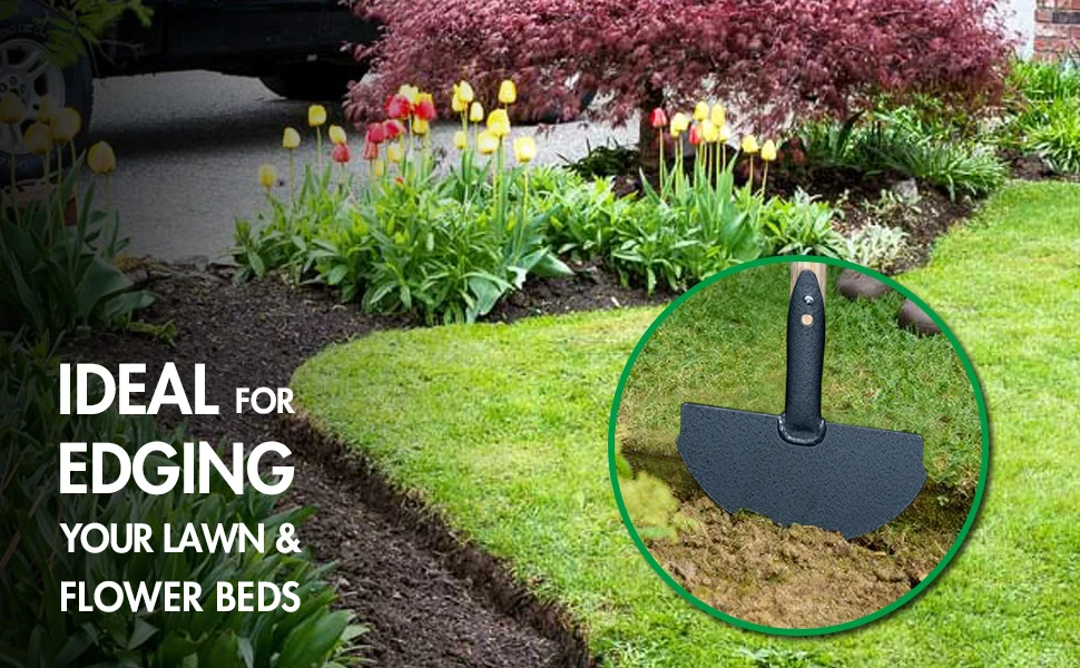 Wholesale Wooden Handle Half Moon Lawn Edging Turf Edger Garden Digging