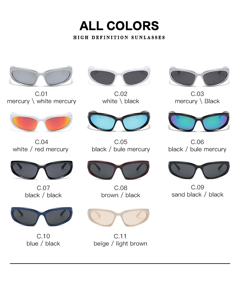 Wrap Around Fashion Sunglasses 2022 Oval Dark Vintage Y2k Sun Glasses ...