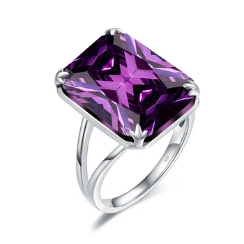 Handmade square gem Mother's Day Wife Gift Designer Real 925 Sterling Silver Jewelry Amethyst Silver 925 Rings Women